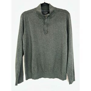 Banana Republic Mens 1/4 Zip Sweater Dark Gray SZ M Cotton/Viscose/Silk/Cashmere